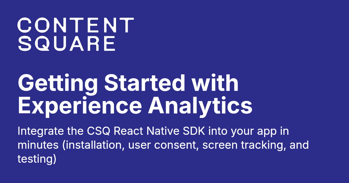 Getting Started with Experience Analytics - React Native