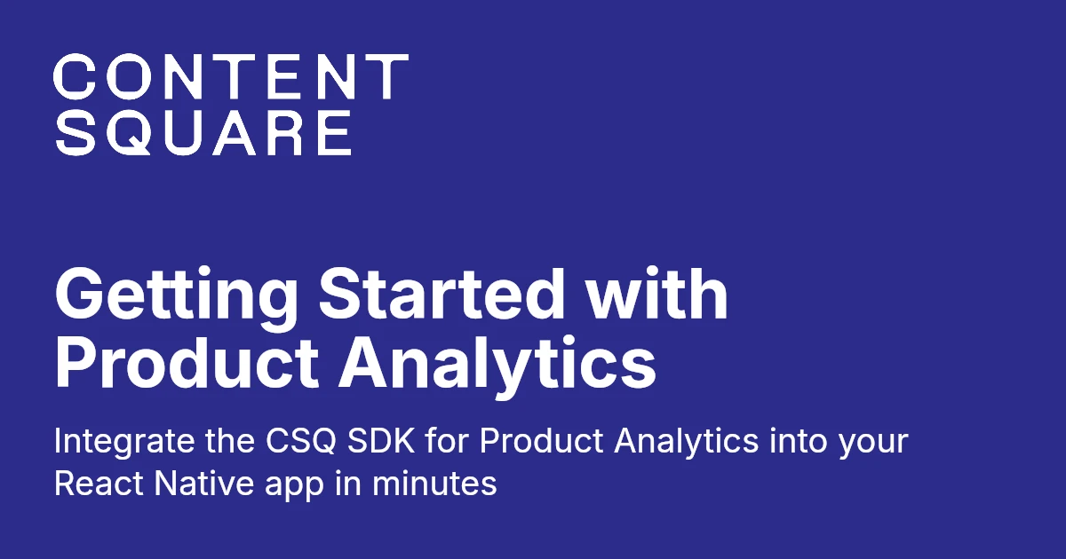 Getting Started with Product Analytics - React Native